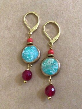 Turquoise Gold Edge Sundance Charm Earrings